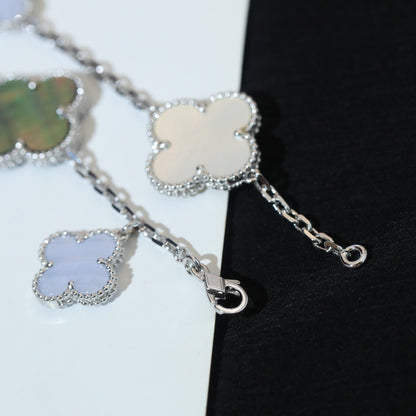 [Kismet Jewels ]CLOVER BRACELET 5 MOTIFS MOP CHALCEDONY SILVER