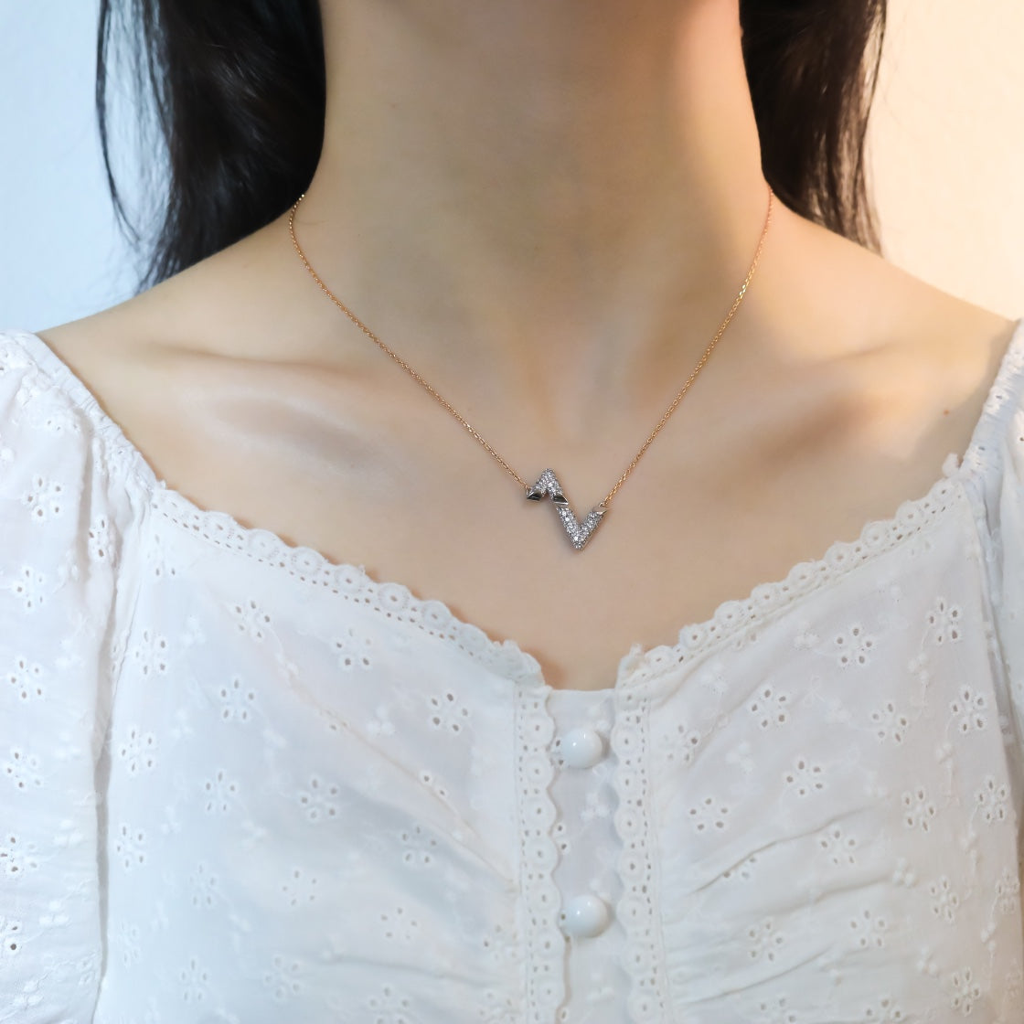 [Kismet Jewels ]VOLT SILVER DIAMOND PEDANT NECKLACE