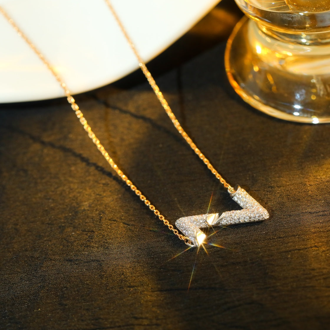 [Kismet Jewels ]VOLT SILVER DIAMOND PEDANT NECKLACE
