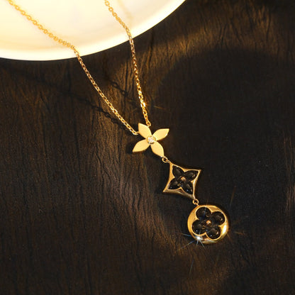 [Kismet Jewels ]STAR AND SUN ONYX PINK GOLD NECKLACE