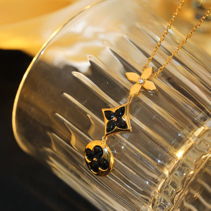 [Kismet Jewels ]STAR AND SUN ONYX PINK GOLD NECKLACE