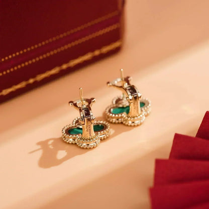 [Kismet Jewels ]CLOVER MEDIUM 1 MOTIFS MALACHITE  EARRINGS