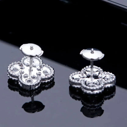 [Kismet Jewels ]CLOVER 1 MOTIFS DIAMOND STUD EARRINGS SILVER