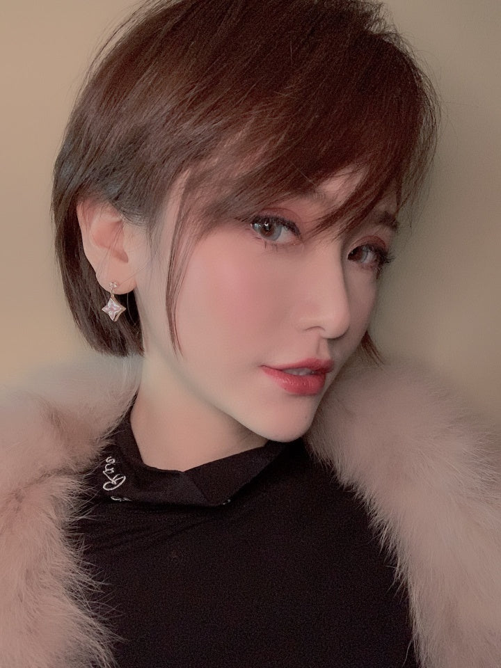 [Kismet Jewels ]DOUBLE STAR PINK GOLD MOP DROP EARRINGS