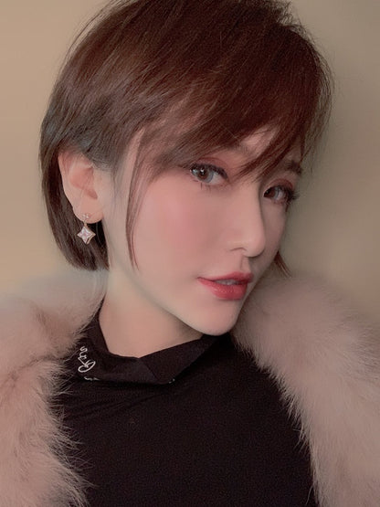 [Kismet Jewels ]DOUBLE STAR PINK GOLD MOP DROP EARRINGS