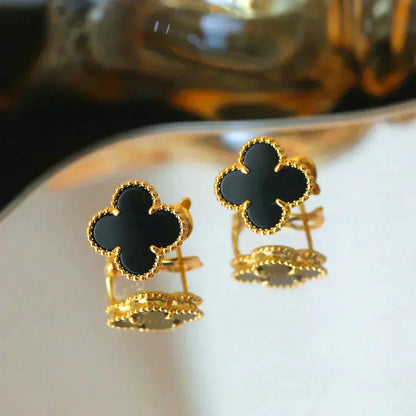 [Kismet Jewels ]CLOVER MEDIUM 1 MOTIFS  ONYX STUD EARRINGS