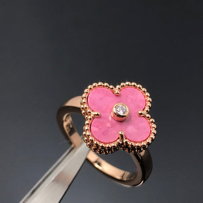 [Kismet Jewels ]CLOVER RHODONITE ROSE GOLD RING