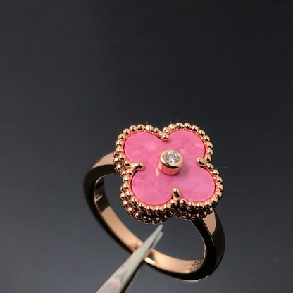 [Kismet Jewels ]CLOVER RHODONITE ROSE GOLD RING