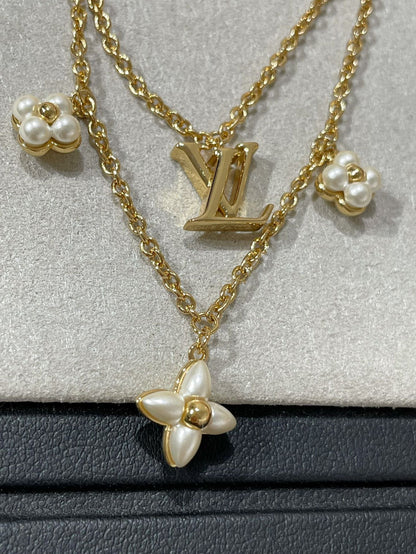 [Kismet Jewels ]FLOWERGRAM GOLD MOP DOUBLE ROW NECKLACE
