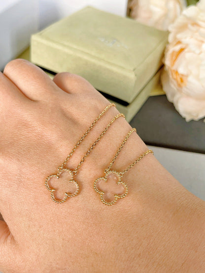 [Kismet Jewels ]CLOVER ROCK CRYSTAL ROSE GOLD NECKLACE