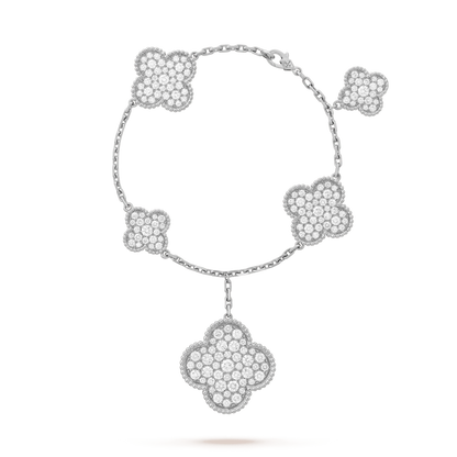 [Kismet Jewels ]CLOVER 6 MOTIFS SILVER DIAMOND BRACELET