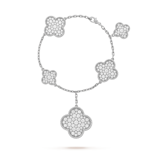 [Kismet Jewels ]CLOVER 6 MOTIFS SILVER DIAMOND BRACELET