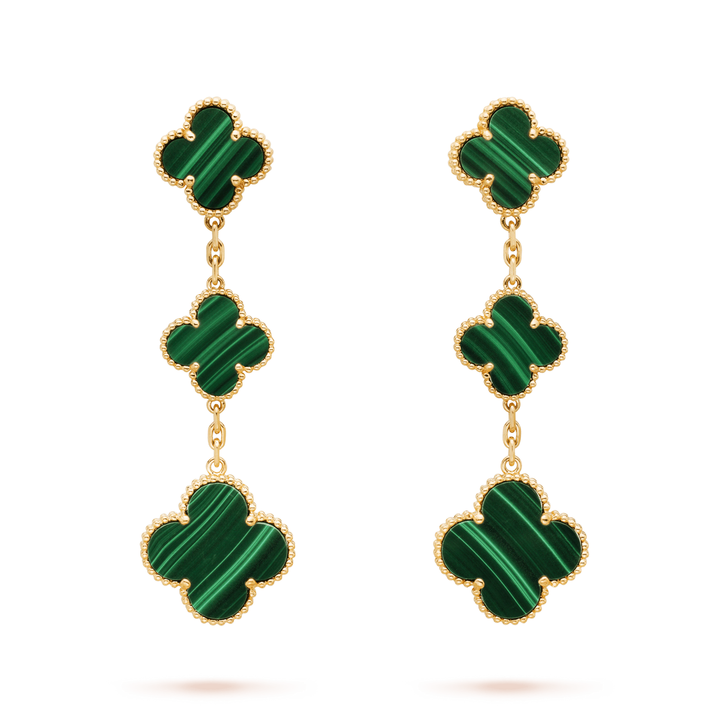 [Kismet Jewels ]CLOVER MALACHITE 3 MOTIFS GOLD