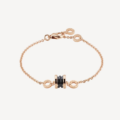[Kismet Jewels ]ZERO 1 SOFT PINK GOLD AND BLACK CERAMIC BRACELET
