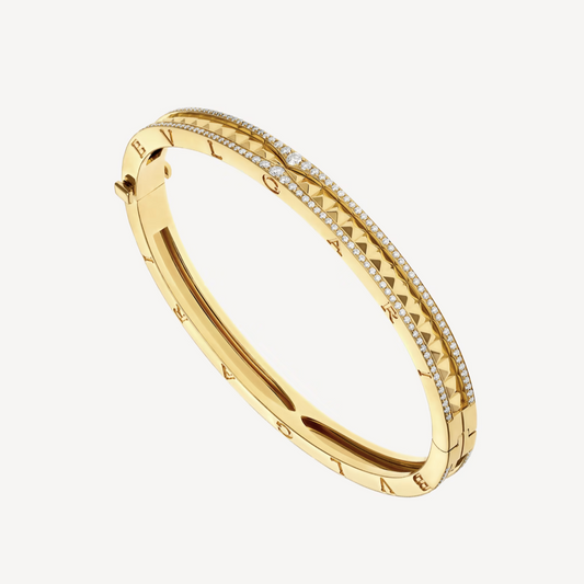 [Kismet Jewels ]ZERO 1 SPIRAL AND PAVED DIAMOND GOLD BRACELET