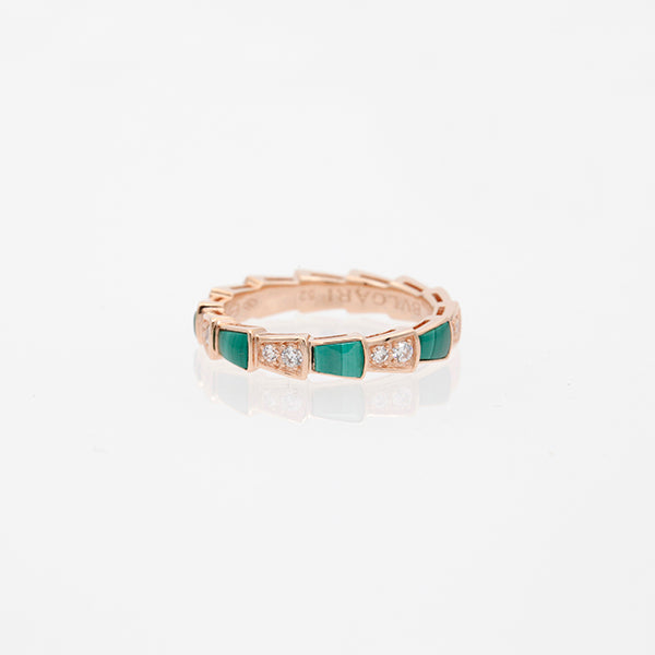 [Kismet Jewels ]SERPENTI RING PINK GOLD MALACHITE DIAMOND 3MM