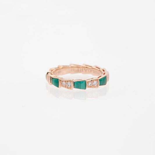 [Kismet Jewels ]SERPENTI RING PINK GOLD MALACHITE DIAMOND 3MM
