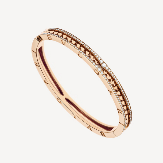 [Kismet Jewels ]ZERO 1 SPIRAL AND PAVED DIAMOND PINK GOLD BRACELET