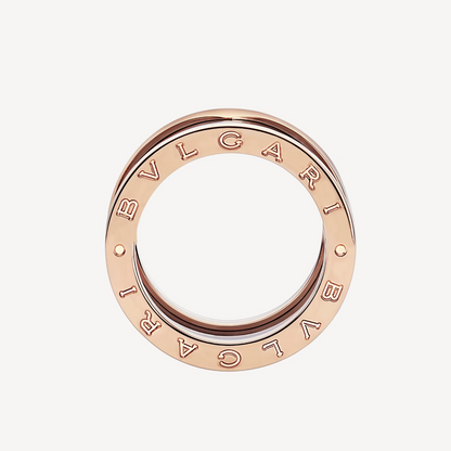 [Kismet Jewels ]ZERO 1 FOUR-BAND LOOPS AND BLACK CERAMIC SPIRAL PINK GOLD RING