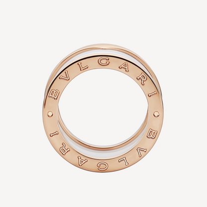 [Kismet Jewels ]ZERO 1 FOUR-BAND LOOPS AND WHITE CERAMIC SPIRAL PINK GOLD RING