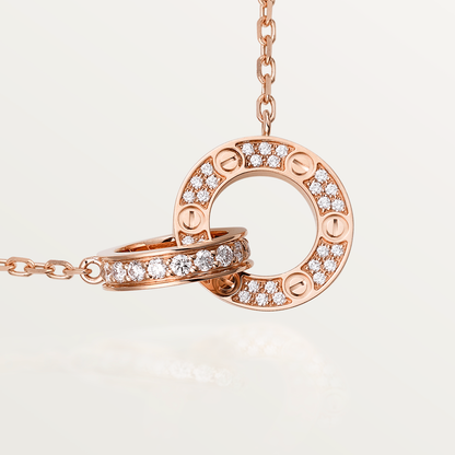 [Kismet Jewels ]LOVE 7.6MM NECKLACE ROSE GOLD AND SILVER  FULL DIAMOND