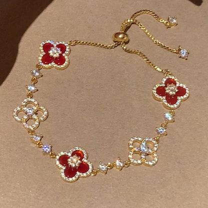 [Kismet Jewels ]CLOVER 5 MOTIF PINK BLUE RED WHITE BRACELET