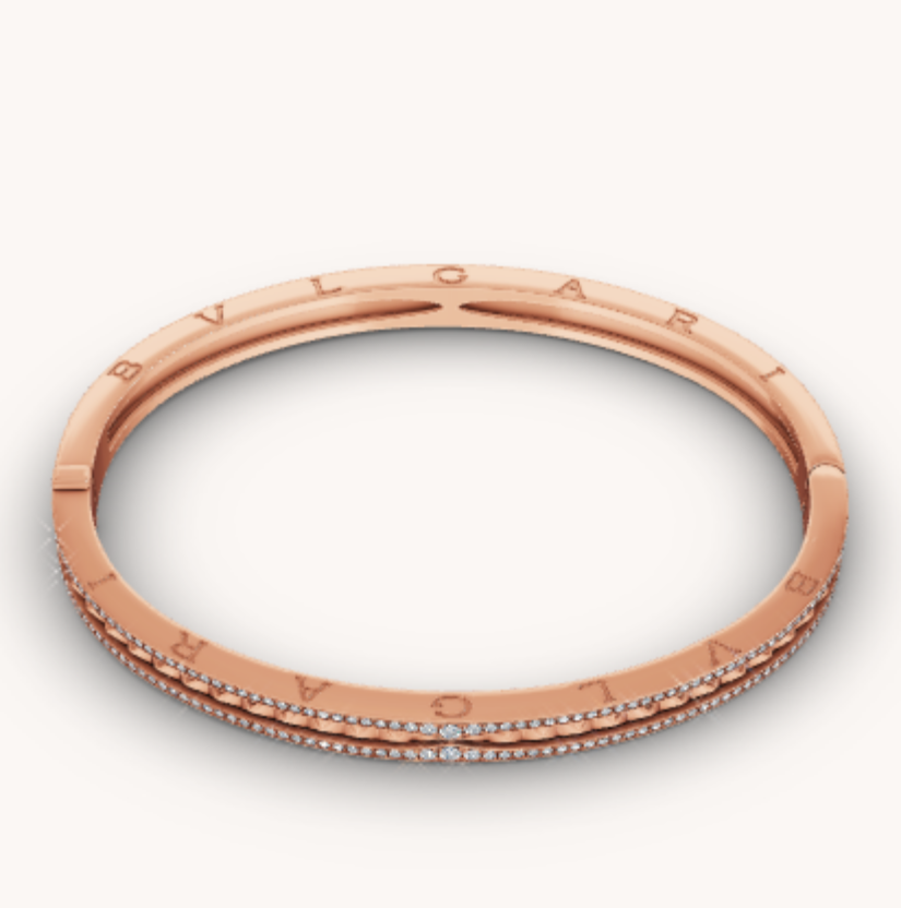 [Kismet Jewels ]ZERO 1 SPIRAL AND PAVED DIAMOND PINK GOLD BRACELET