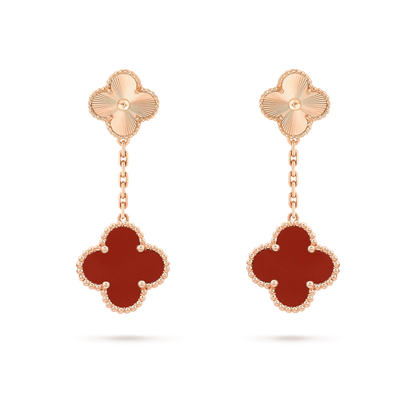 [Kismet Jewels ]CLOVER 2 MOTIF  LASER CARNELIAN EARRINGS