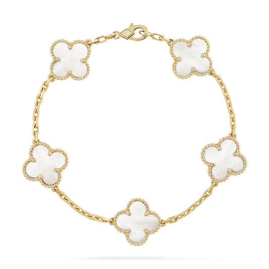 [Kismet Jewels ]CLOVER  5 MOTIF WHITE MOP BRACELET