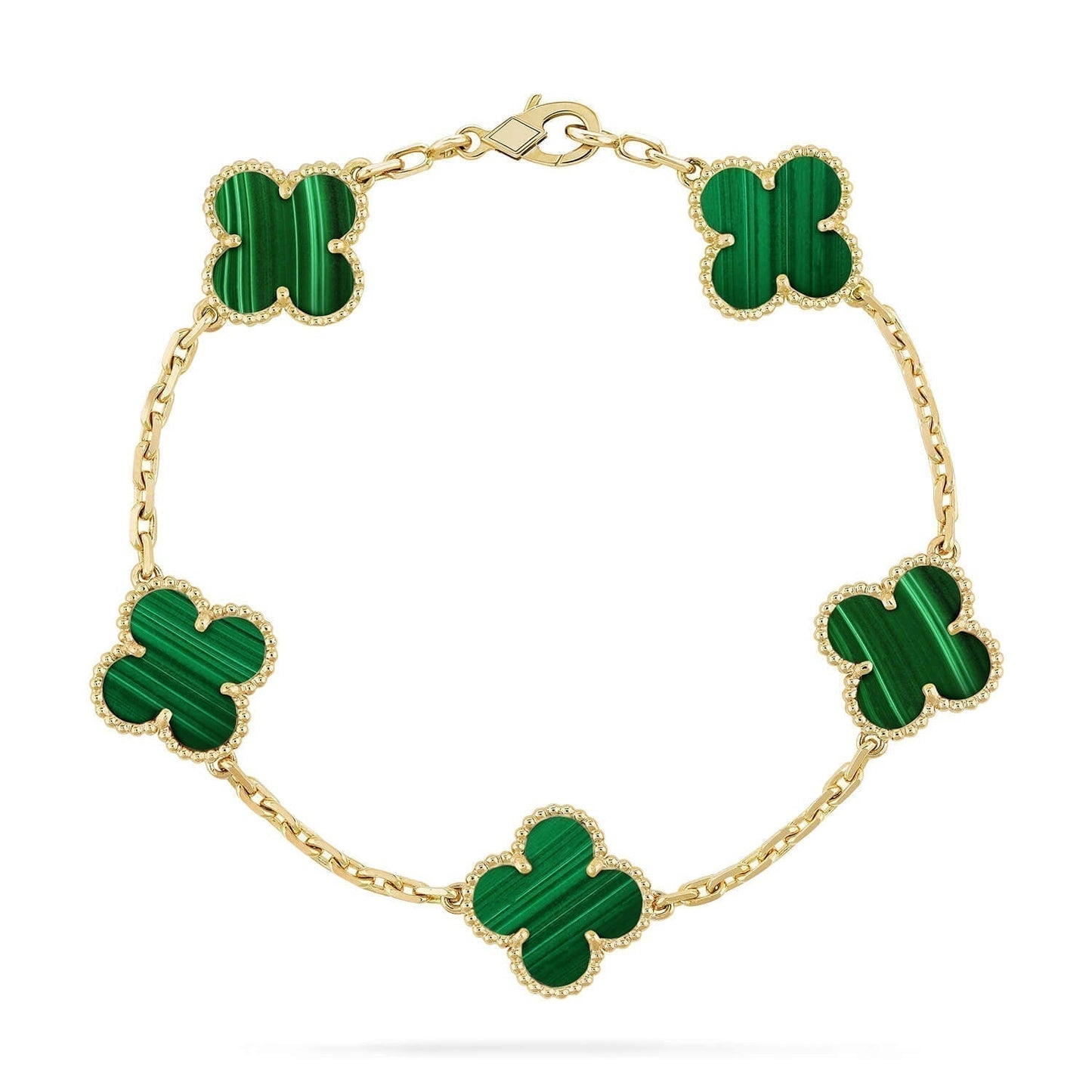 [Kismet Jewels ]CLOVER 5 MOTIFS MALACHITE BRACELET