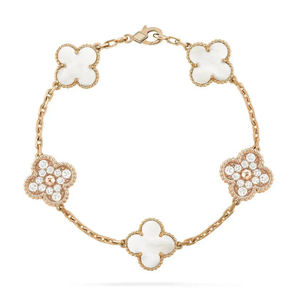 [Kismet Jewels ]CLOVER BRACELET 5 MOTIF WHITE MOP DIAMOND