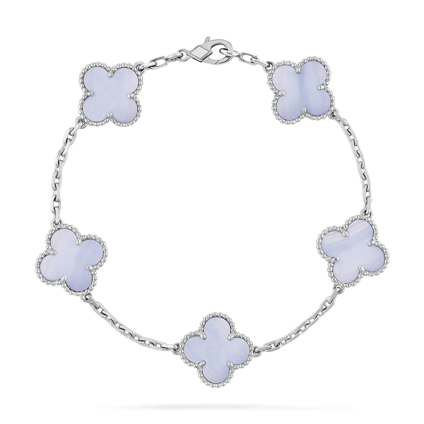 [Kismet Jewels ]CLOVER  5 MOTIF PURPLE CHALCEDONY BRACELET SILVER