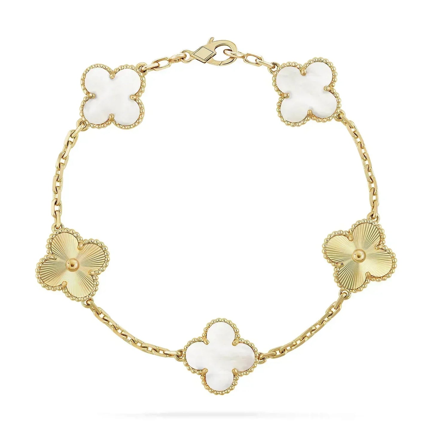 [Kismet Jewels ]CLOVER BRACELET 5 MOTIF WHITE MOP PINK GOLD