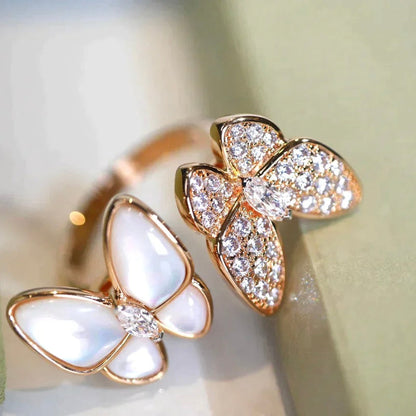 [Kismet Jewels ]TWIN BUTTERFLY DIAMOND MOP RING