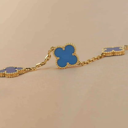 [Kismet Jewels ]CLOVER 5 MOTIFS BLUE AGATE BRACELET