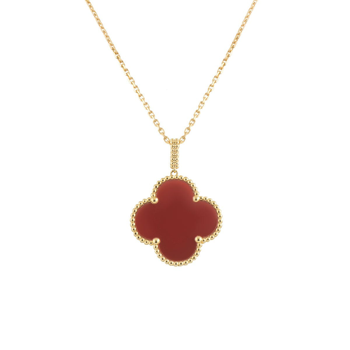 [Kismet Jewels ]CLOVER 25MM NECKLACE GOLD CARNELIAN