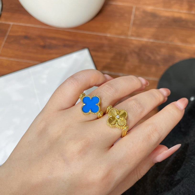 [Kismet Jewels ]CLOVER RIVERSIBLE BLUE AGATE RING