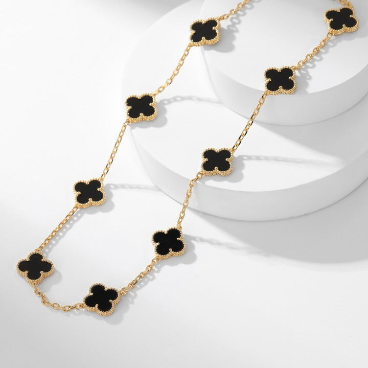 [Kismet Jewels ]CLOVER 10 MOTIFS ONYX NECKLACE