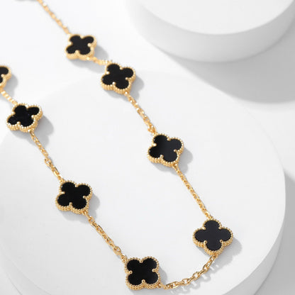 [Kismet Jewels ]CLOVER 10 MOTIFS ONYX NECKLACE