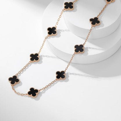 [Kismet Jewels ]CLOVER 10 MOTIFS ONYX NECKLACE