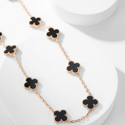 [Kismet Jewels ]CLOVER 10 MOTIFS ONYX NECKLACE