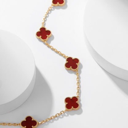 [Kismet Jewels ]CLOVER 10 MOTIFS CARNELIAN NECKLACE