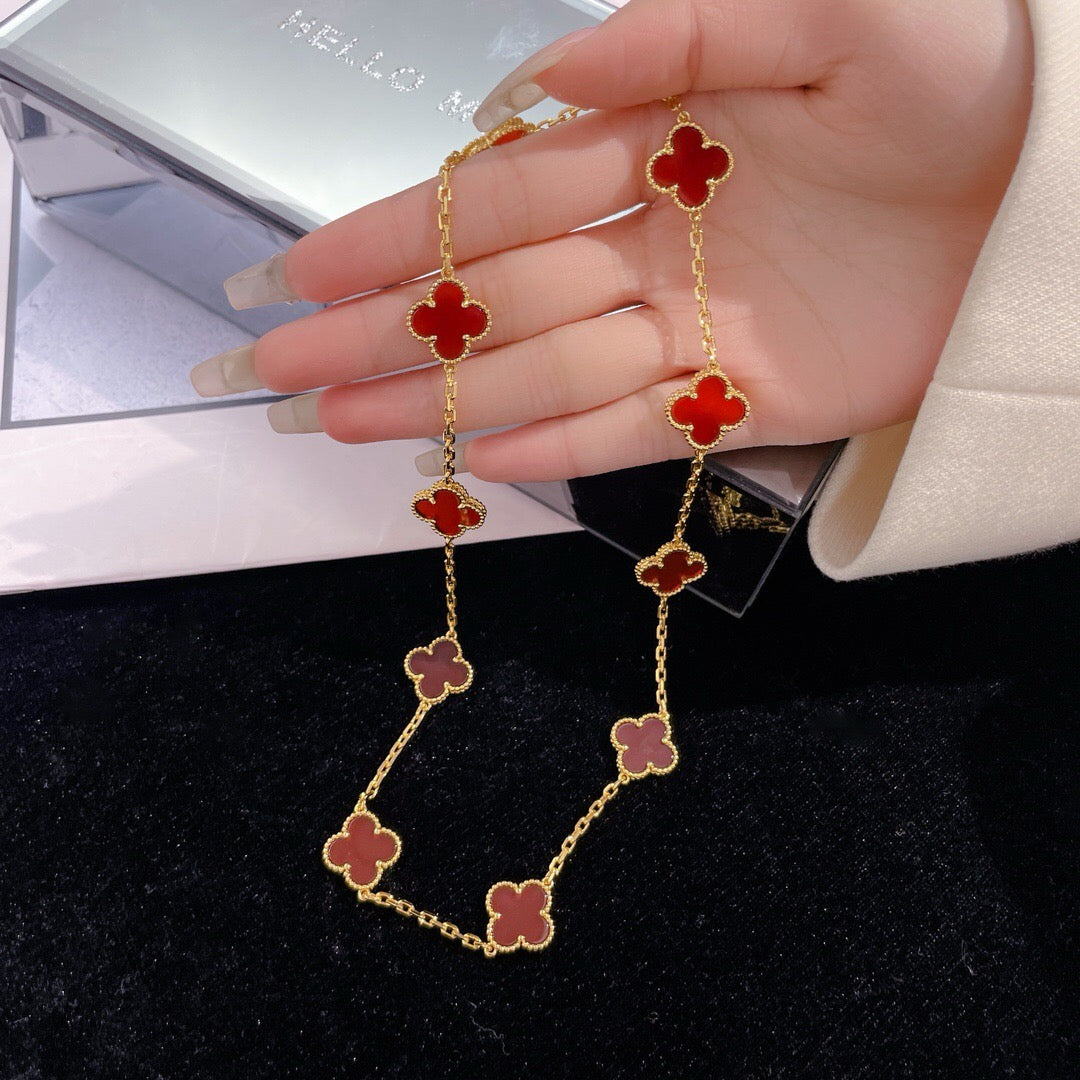 [Kismet Jewels ]CLOVER 10 MOTIFS CARNELIAN NECKLACE