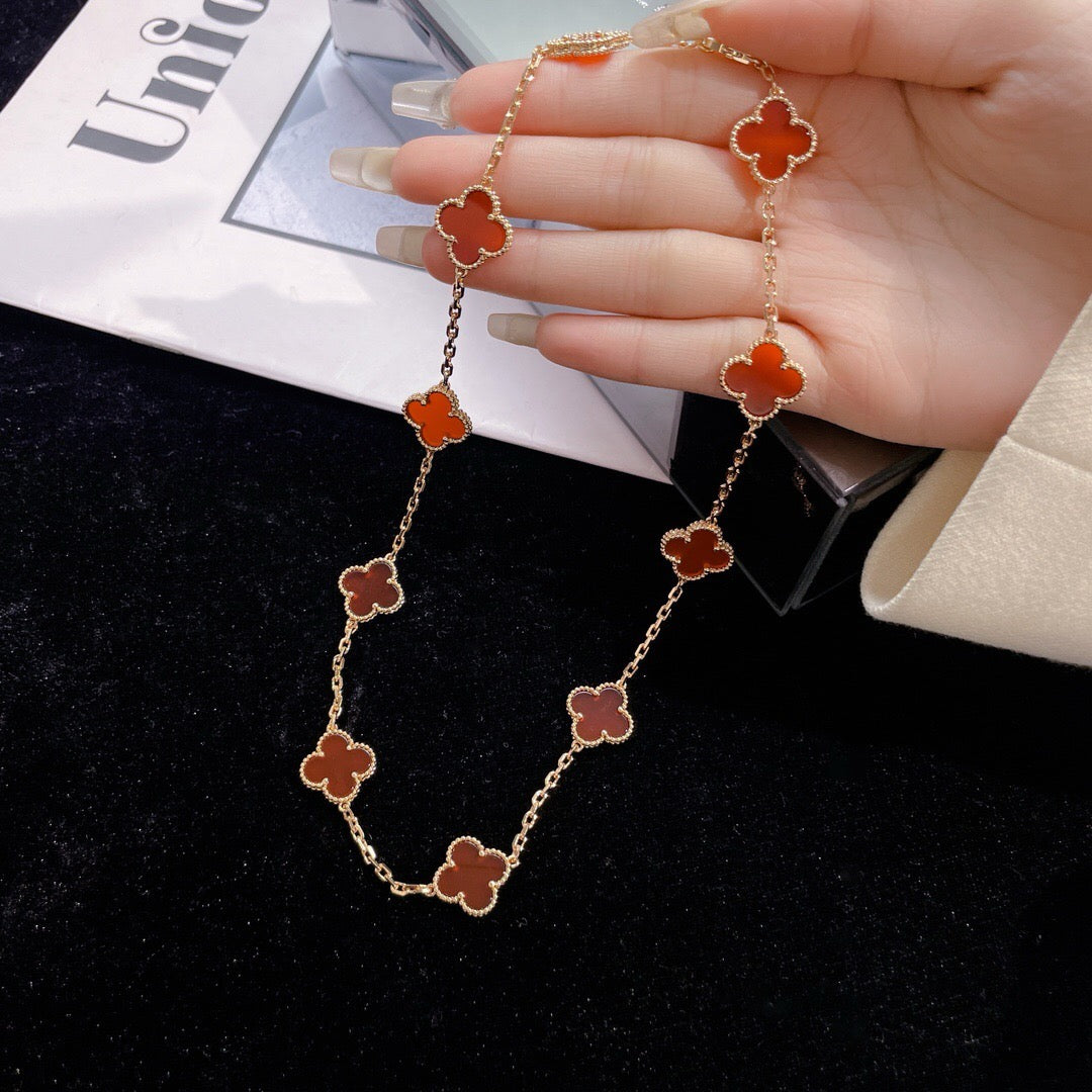 [Kismet Jewels ]CLOVER 10 MOTIFS CARNELIAN NECKLACE
