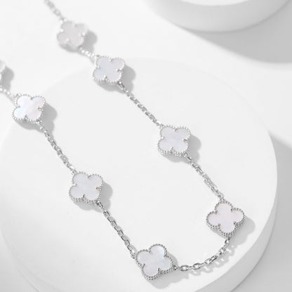[Kismet Jewels ]CLOVER 10 MOTIFS WHITE MOTHER OF PEARL NECKLACE