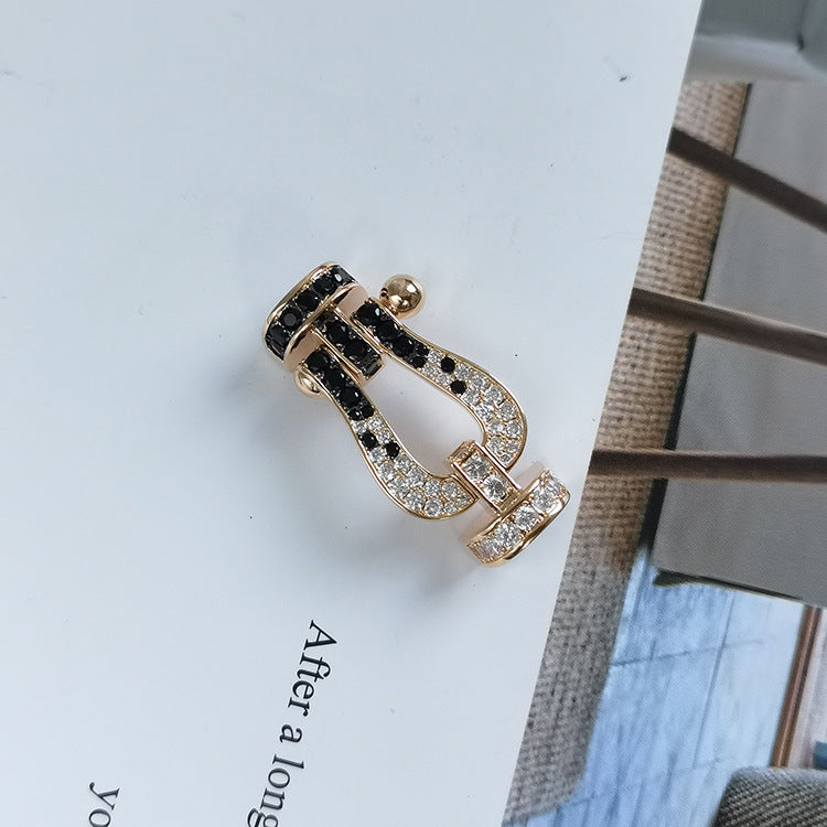 [Kismet Jewels ]FORCE LARGE HORSESHOE BLACK WHITE DIAMOND BRACELET ROSE GOLD