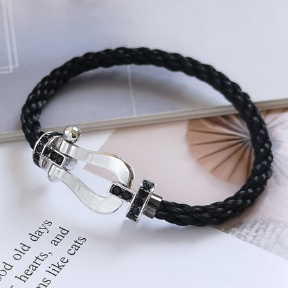 [Kismet Jewels ]FORCE LARGE HORSESHOE BLACK DIAMOND BRACELET SILVER