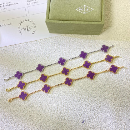 [Kismet Jewels ]CLOVER  5 MOTIFS  PURPLE VIOLET BRACELET