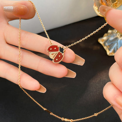 [Kismet Jewels ]LUCKY  CARNELIANS LADYBUG NECKLACE