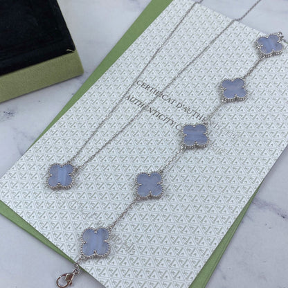 [Kismet Jewels ]CLOVER  5 MOTIF PURPLE CHALCEDONY BRACELET SILVER